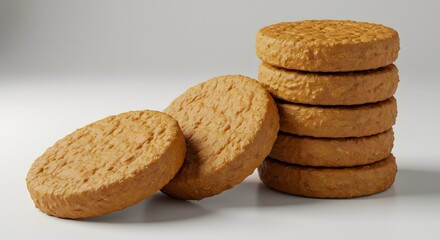 Stack of Uncooked Plant-Based Burger Patties on White Background