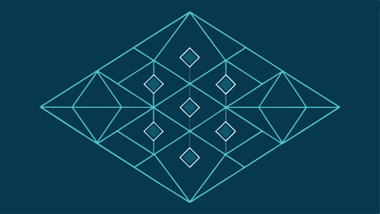 Abstract modular grid of diamonds and circles geometric shape design vector illustration