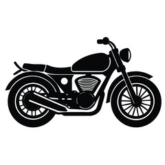Fototapeta premium Stylized black silhouette of a classic motorcycle vintage transport