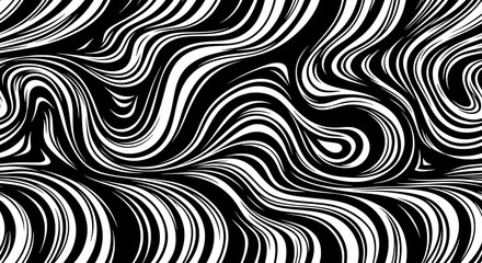 Fluid Marble Waves Pattern – Abstract Black and White Line Art

