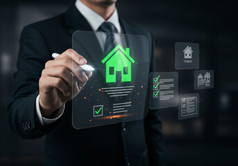 Real estate property search online home buying process digital technology for house hunting concept