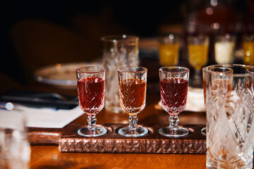 set of berry tinctures, liqueurs, alcohol, own production, Siberian, glasses of 50 milliliters,...