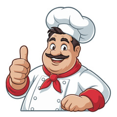 Cartoon chef character holding a blank sign with a tray, ready for your restaurant menu design