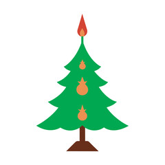Vintage Christmas Tree With Candles Silhouette