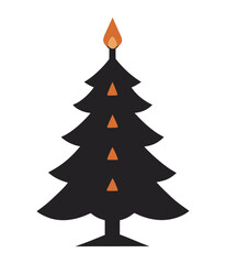 Old Fashioned Tree With Candles Silhouette