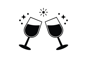clinking wine glasses toast celebration party drink icon vector illustration