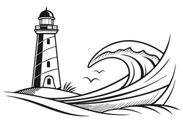 a simple modern abstract wave illustration, minimalist black and white line art, geometric linework, minimalist vector graphic, sleek and stylistic graphic design