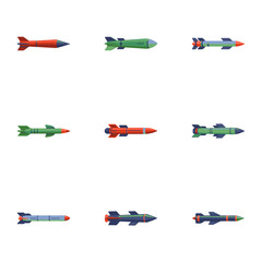 set of missile vector design, vector, plane, icon, illustration, set, helicopter, airplane, silhouette, symbol, aircraft, air, drawing, transportation, design, icons, vintage, trumpet, weapon
