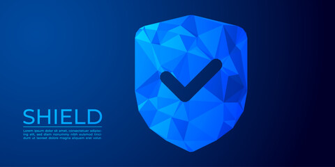 Glowing Blue Low Poly Shield Icon Background for Cyber Security and Digital Protection Concepts









