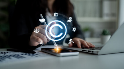 Copyright protection highlights copyright, intellectual property, and legal ownership through law, verification, and secure digital rights Latch