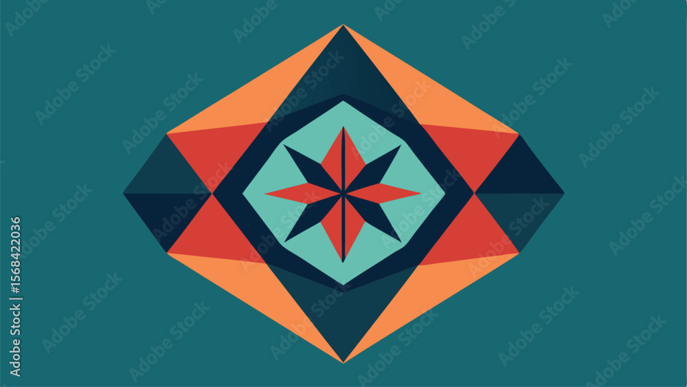 Aufkleber geometric abstract composition with starburst design and modern color palette