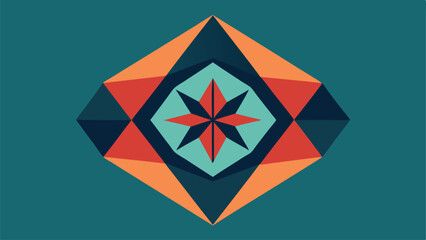 Geometric abstract composition with starburst design and modern color palette