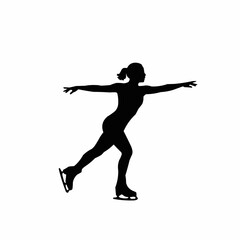 Silhouette of a female figure skater performing an elegant pose  