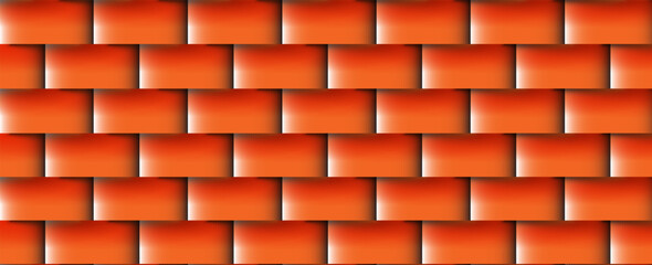 Brick pattern. Seamless vector orange color brick wall background. Red bricks wall vector wallpaper texture.