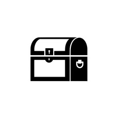 Ancient Chest Silhouette: A bold black and white graphic, showcasing a classic wooden chest silhouette, ready for your creative design needs. 