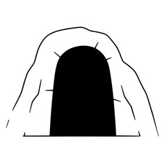 Cave Entrance: A minimalist illustration of a cave entrance, featuring a dark opening framed by a rocky exterior, inviting exploration and hinting at hidden depths.