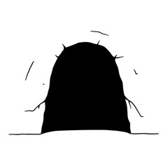Silhouette Cave Entrance: A stark, minimalistic illustration of a cave entrance, its dark void hinting at mystery and exploration.