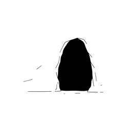Entrance to Dark Unknown: A minimalist depiction of an entrance to a dark, uncharted space, inviting curiosity.