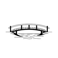 Serene Bridge Silhouette: A minimalist black and white silhouette captures the timeless beauty of a small arched bridge, gracefully spanning over gentle waters.