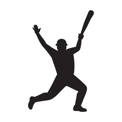 Batsman Hitting Winning Run Silhouette