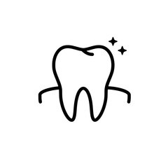 Clean Tooth: A minimalist line illustration of a sparkling clean tooth, radiating health and vitality, perfect for dental and healthcare themes.