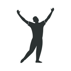 Bowler Celebrating Wicket Taking Silhouette