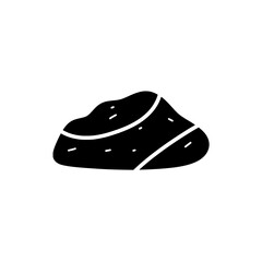 Rock Illustration: Minimalist monochrome silhouette of a rugged rock, perfect for design concepts, conveying solidity, strength, and the enduring essence of nature.