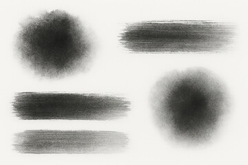 Naklejka premium Black brush strokes and circular splatters paint