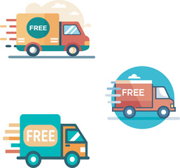 vector delivery truck icons