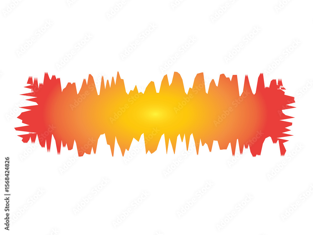 Poster jagged edged abstract shape with fiery red orange gradient and yellow center
