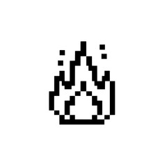 Fire Icon Pixelated: A simple pixelated icon of a fire flame, rendered in black and white for a retro or minimalist aesthetic.
