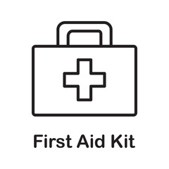 Black Line Art First Aid Kit Icon Medical Cross Symbol