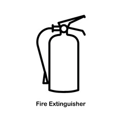Black Line Art Fire Extinguisher Icon Illustration