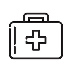 Fototapeta premium Black Line Art First Aid Kit Medical Cross Icon medical kit