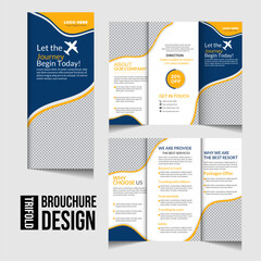 Modern Travel Trifold Brochure Template for Tour Agencies.