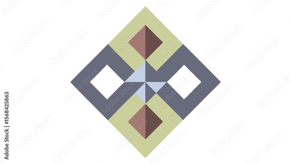 Poster geometric diamond shape design with transparent layers on a white background