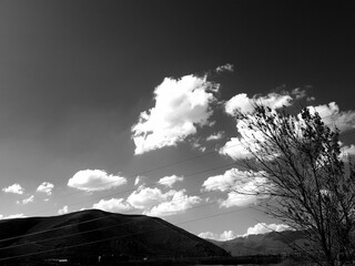 mountain and clouds