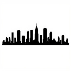 Fototapeta premium Modern City Skyline Silhouette: Monochrome Urban Landscape Illustration