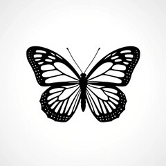 Obraz premium Elegant Black and White Butterfly Illustration: Simple, Minimalist Design, Nature Theme.