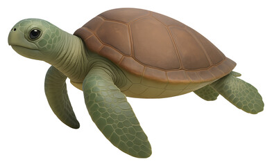 3D marine turtle isolated on transparent background