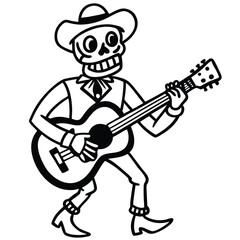 funny skeleton playing guitar