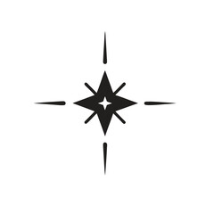 Obraz premium Black Compass Rose Icon with Four Cardinal Points on White Background