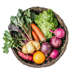 vegetables in a basket isolated [Transparent Background PNG]