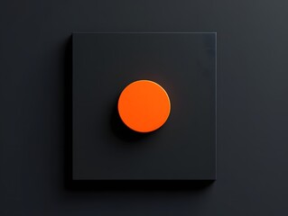 Abstract minimalist design black square orange circle modern art simple background wallpaper render