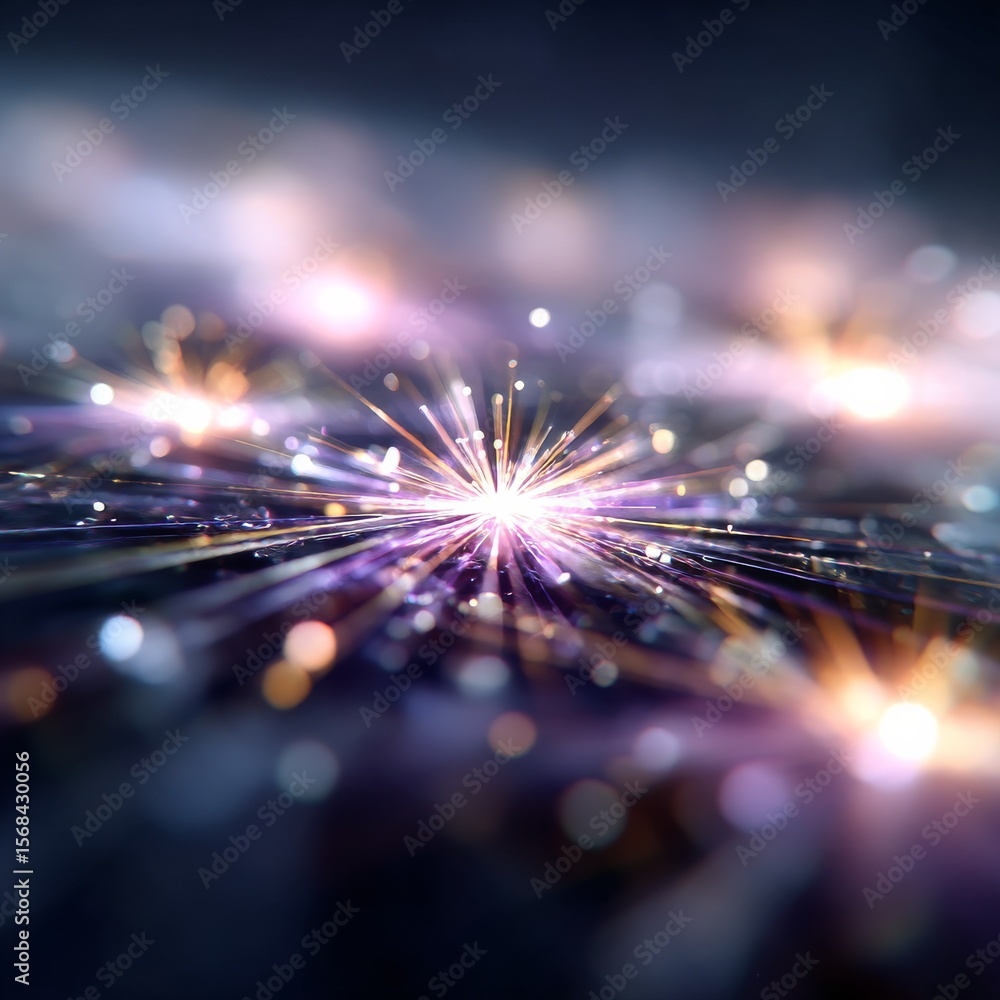 Poster abstract sparkle burst: a radiant display of light and color in ethereal softness and focus