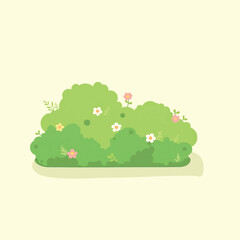 Green tree with flowers in a spring landscape vector illustration
