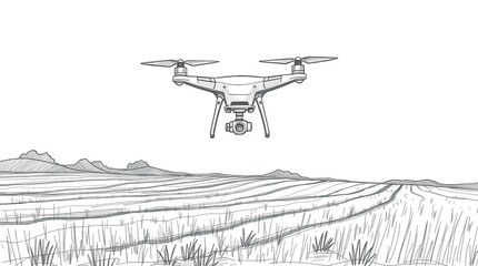 Drone Aerial Farm Sketch.