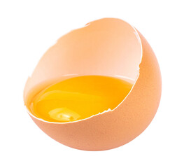 Raw cracked egg showing bright yellow yolk

