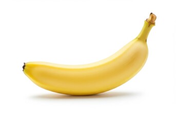 A single ripe yellow banana isolated on white background