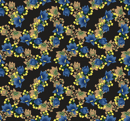 Classic Flower Pattern for Digital Textile Printing